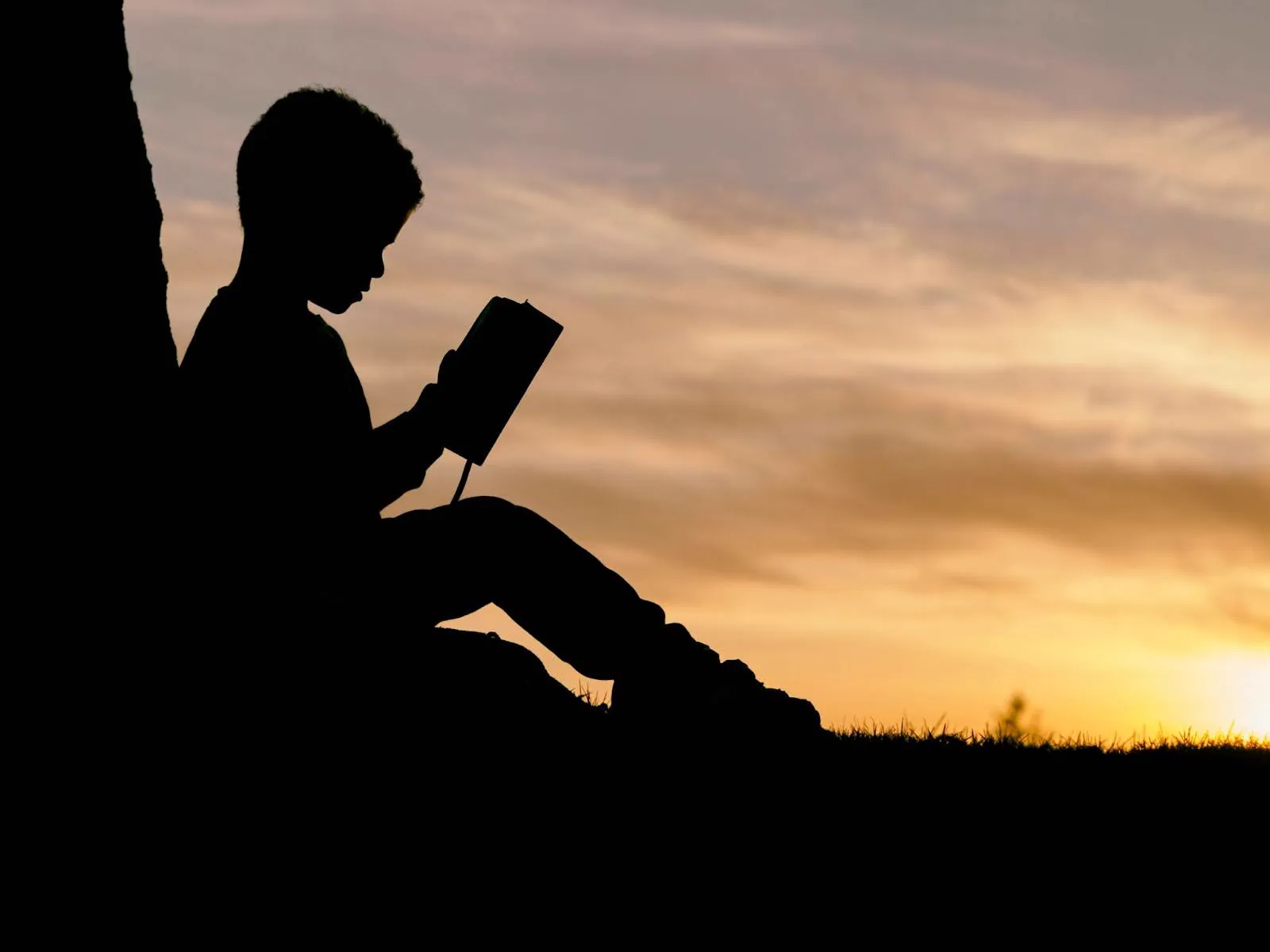 A child sitting, reading, and implementing the science behind reading comprehension.