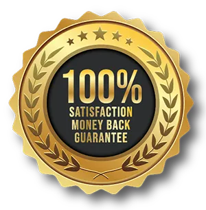 100% satisfaction money back guarantee badge