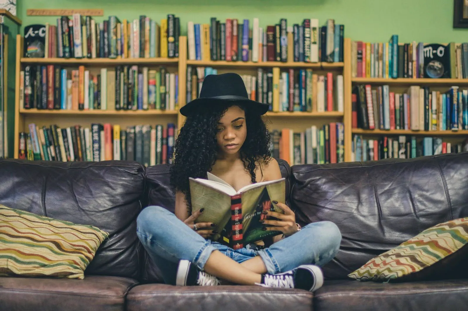 A girl utilizing the science behind reading comprehension.